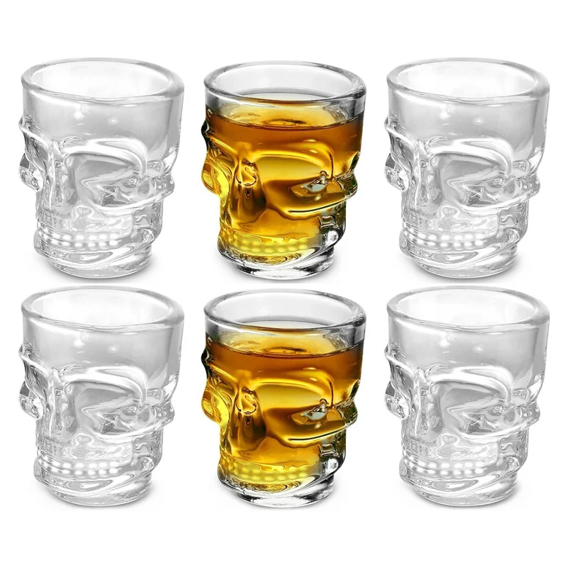 Wine To Beer To Liquor - 1/2Pcs Skull Head Shot Glass Cup