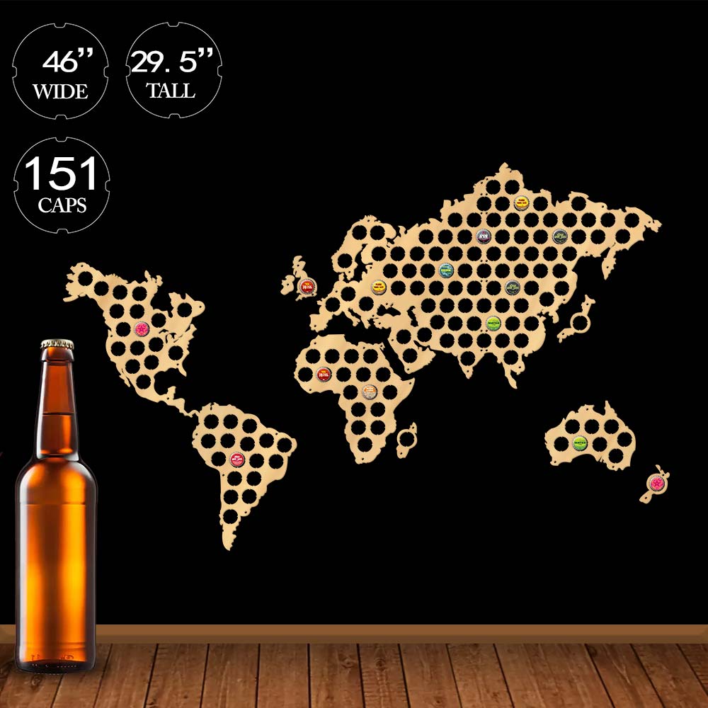 Craft Beer & Wine U- - Creative Wooden Crafts World Map Bottle