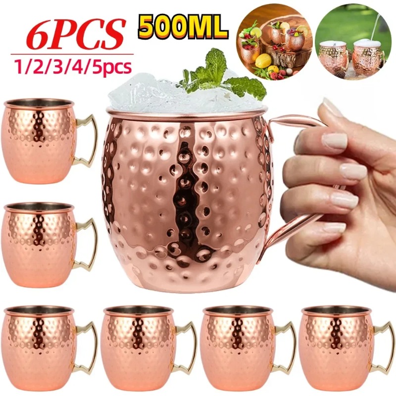 Wine Beer Juice - 1-6PCS Cocktail Wine Cup Moscow Mule