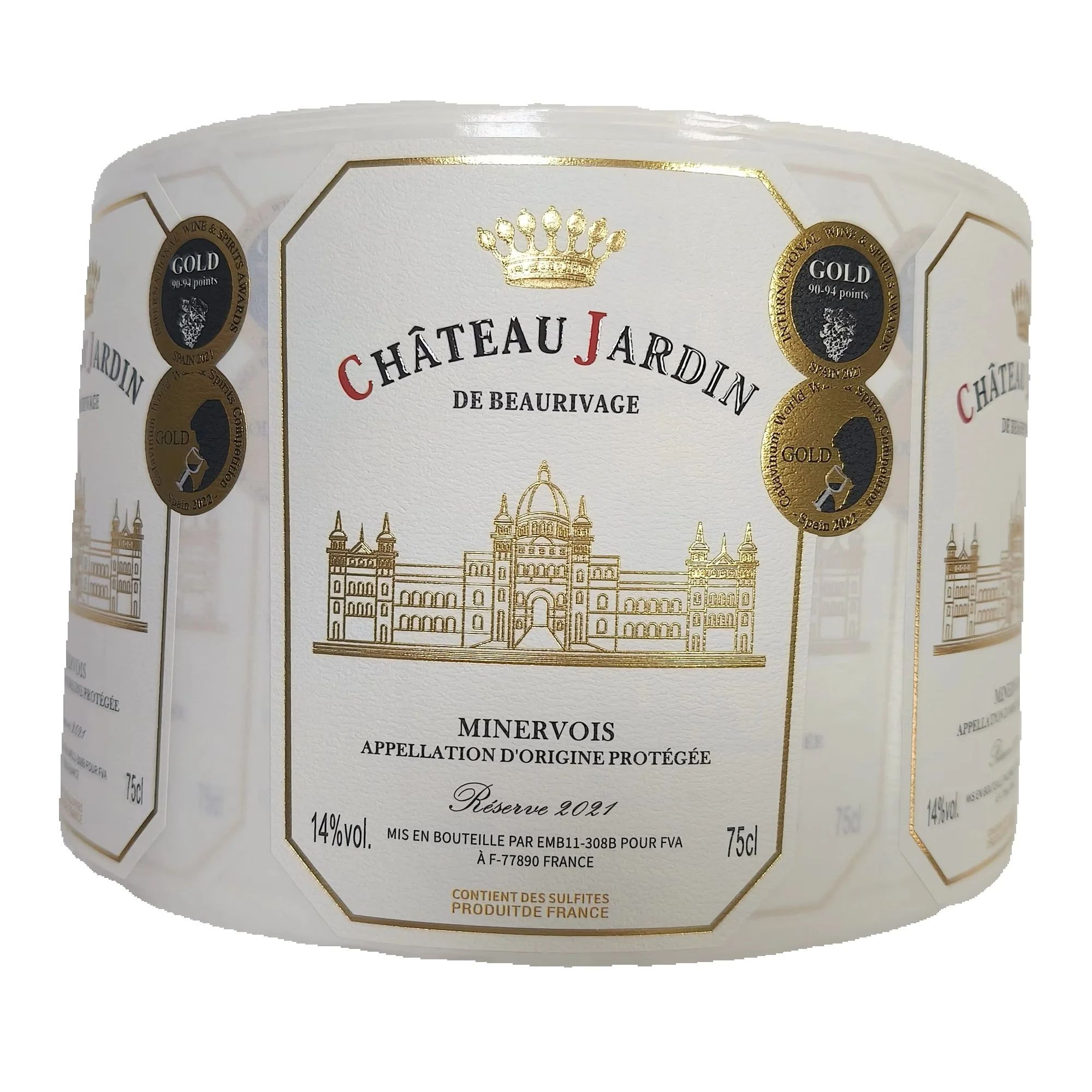 Wine Beer Juice - Custom Logo Sticker Gold Foil Embossed