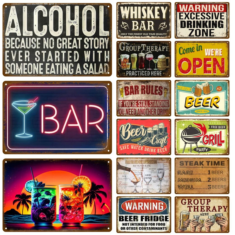 Wine Beer Brand - Metal Sign Whiskey Wine Alcohol Brand