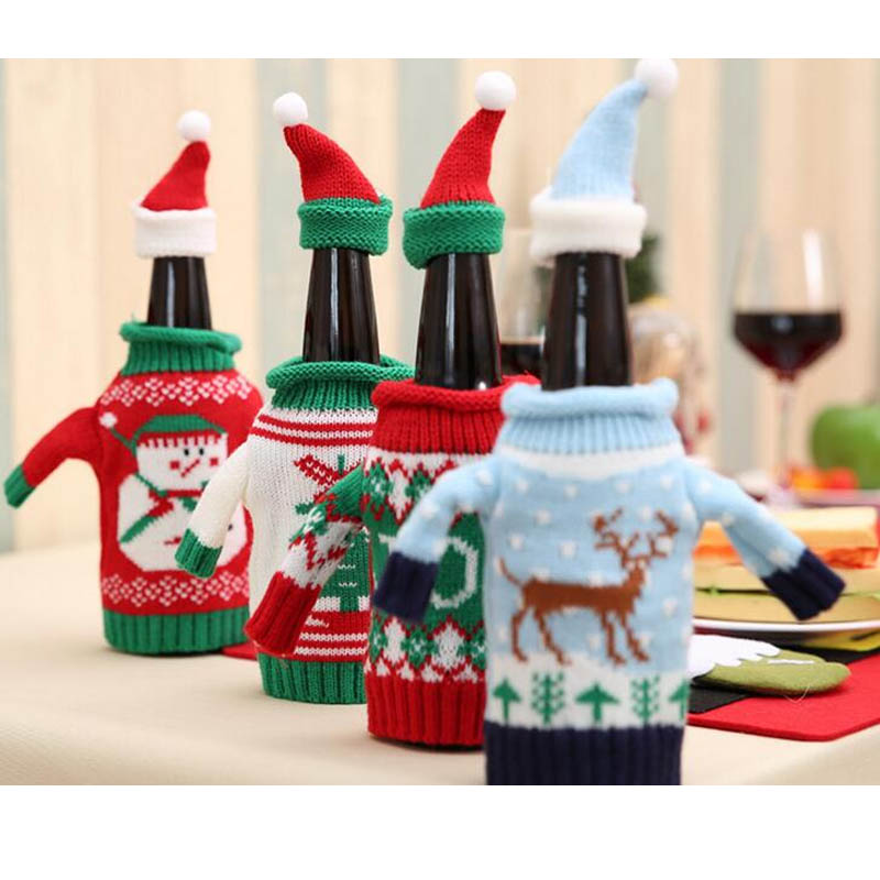 Wine N Beer - Christmas Decorate Red Wine Beer Knitting