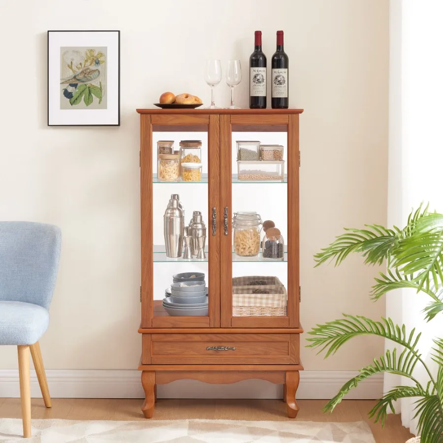 Wine & Beer Emporium - Lighted Glass Cabinet Glass Wine Cabinet
