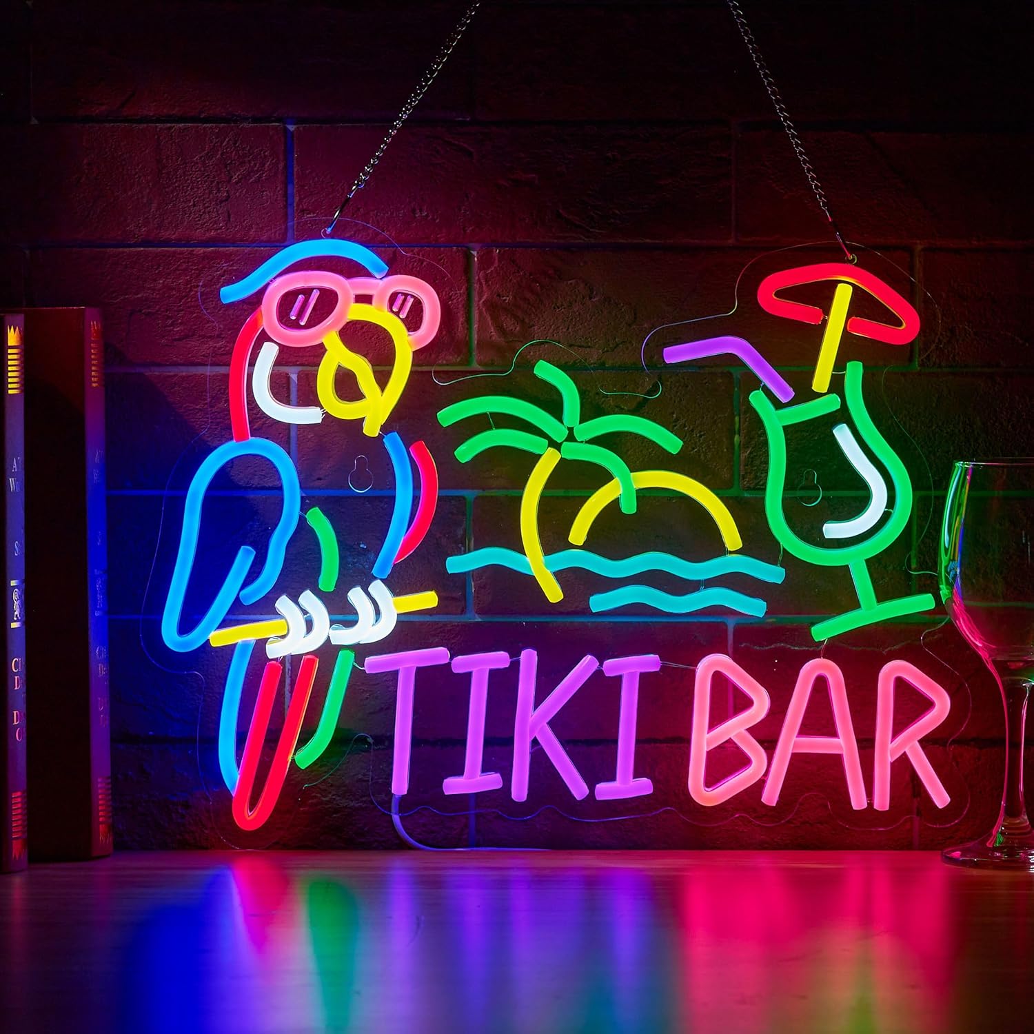 Beer & Wine Jockey Plaza Shopping - Tiki Bar Parrot Palm Tree Neon