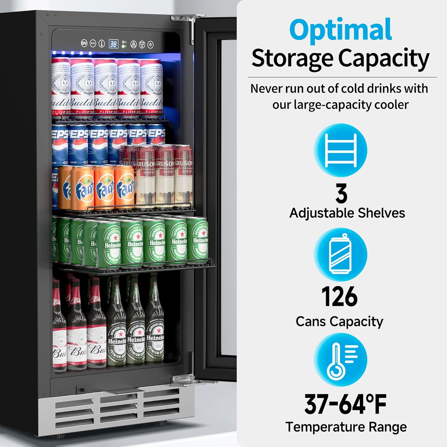 Wine Beer Fridge Under Counter - 15 Inch Under Counter Beverage Refrigerator