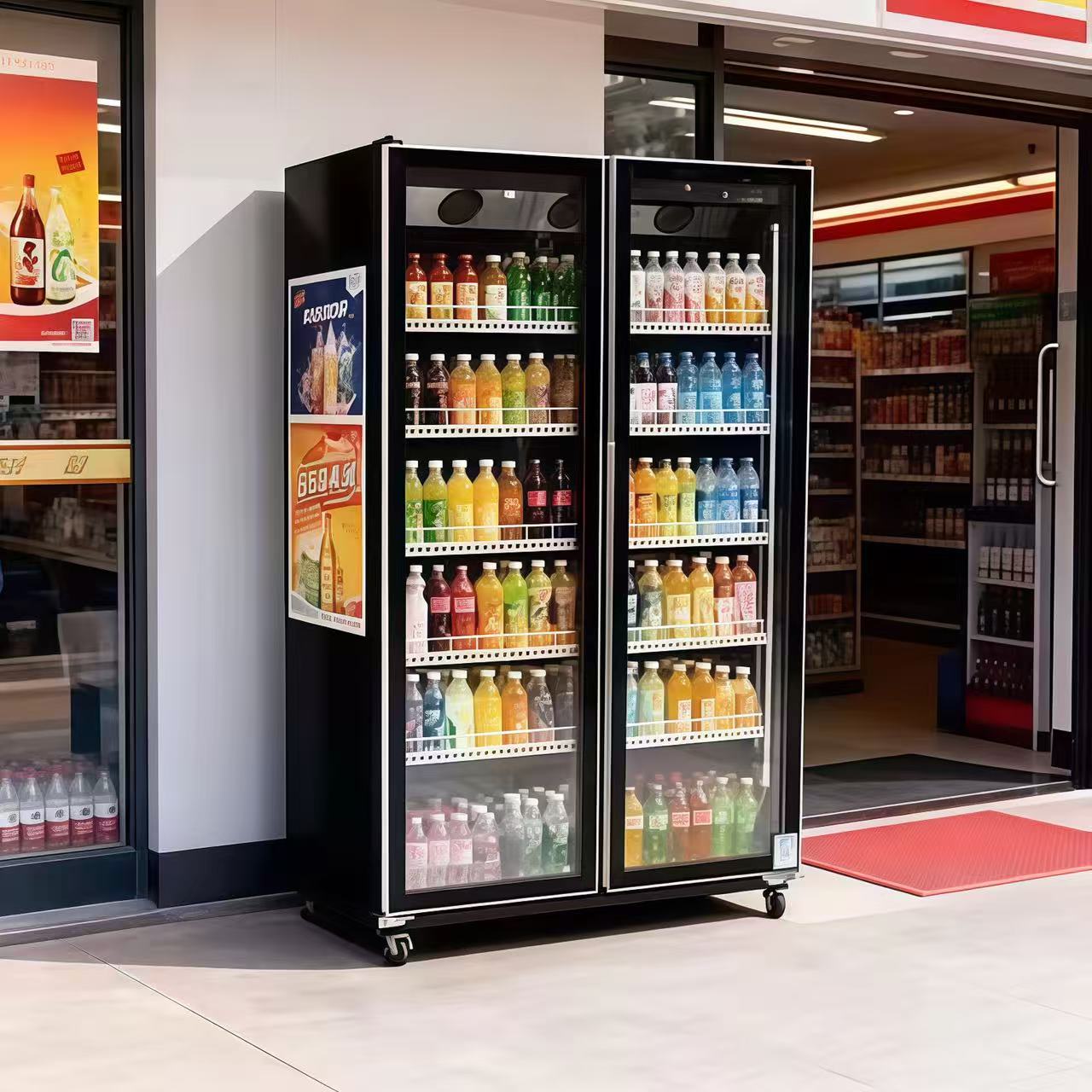 Beer & Wine Jockey Plaza Shopping - Double-door Air-cooled Refrigerator Beverage Display Cabinet,