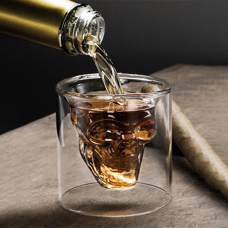 Creative Glass Skull Beer Mug  - Wine To Beer To Liquor 评论和价格