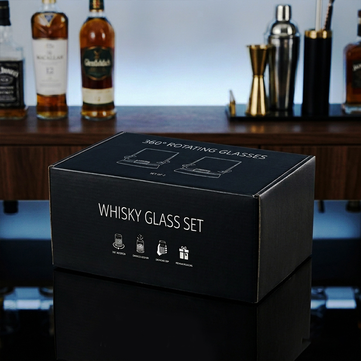 1 Pair Rotating Whiskey Glass  - Wine To Beer To Liquor 评论和价格
