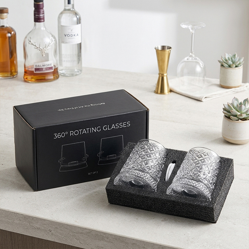 1 Pair Rotating Whiskey Glass  - Wine To Beer To Liquor 评论和价格