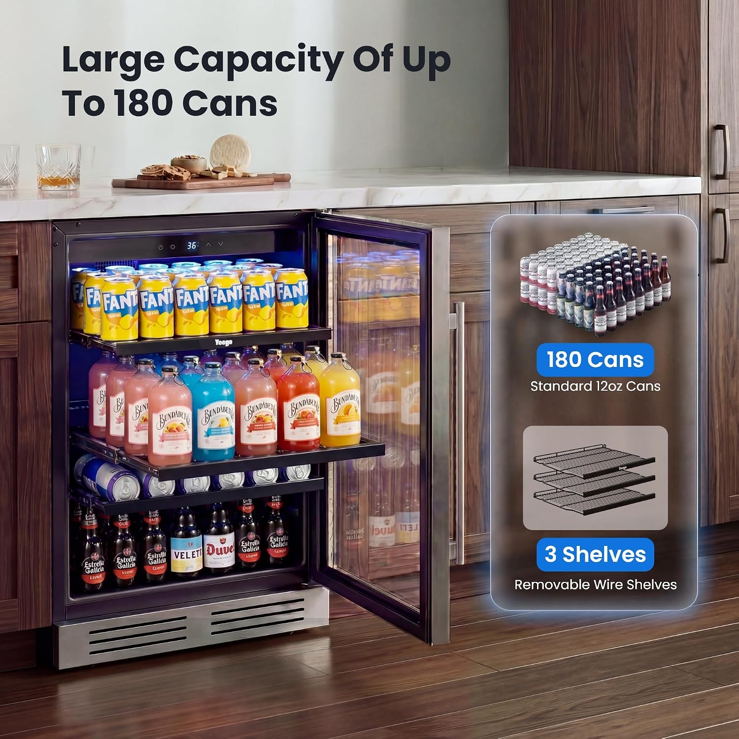 24 Inch Beverage Cooler Fridge - Wine Beer Fridge Under Counter 评论和价格