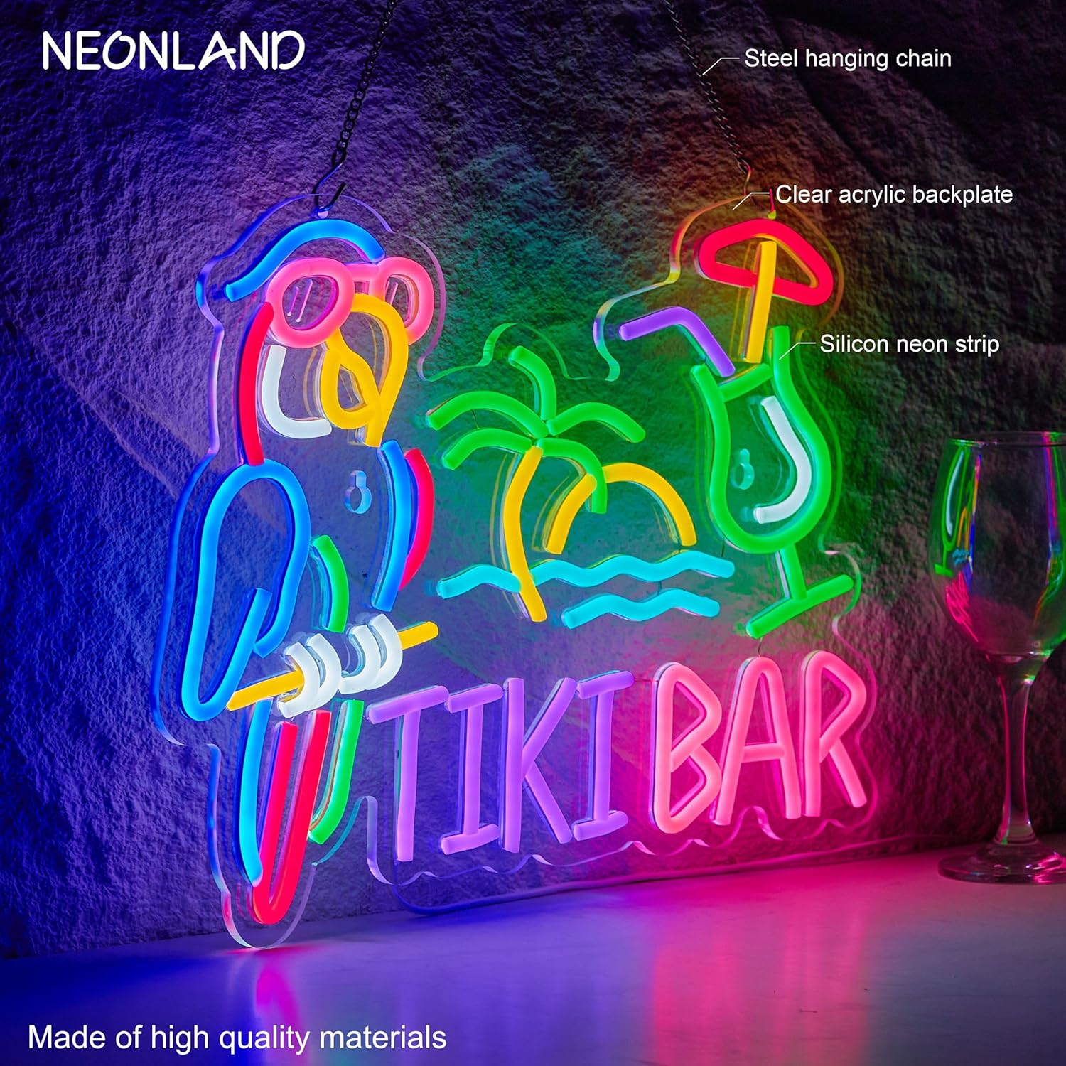 Tiki Bar Parrot Palm Tree Neon - Beer & Wine Jockey Plaza Shopping 评论和价格