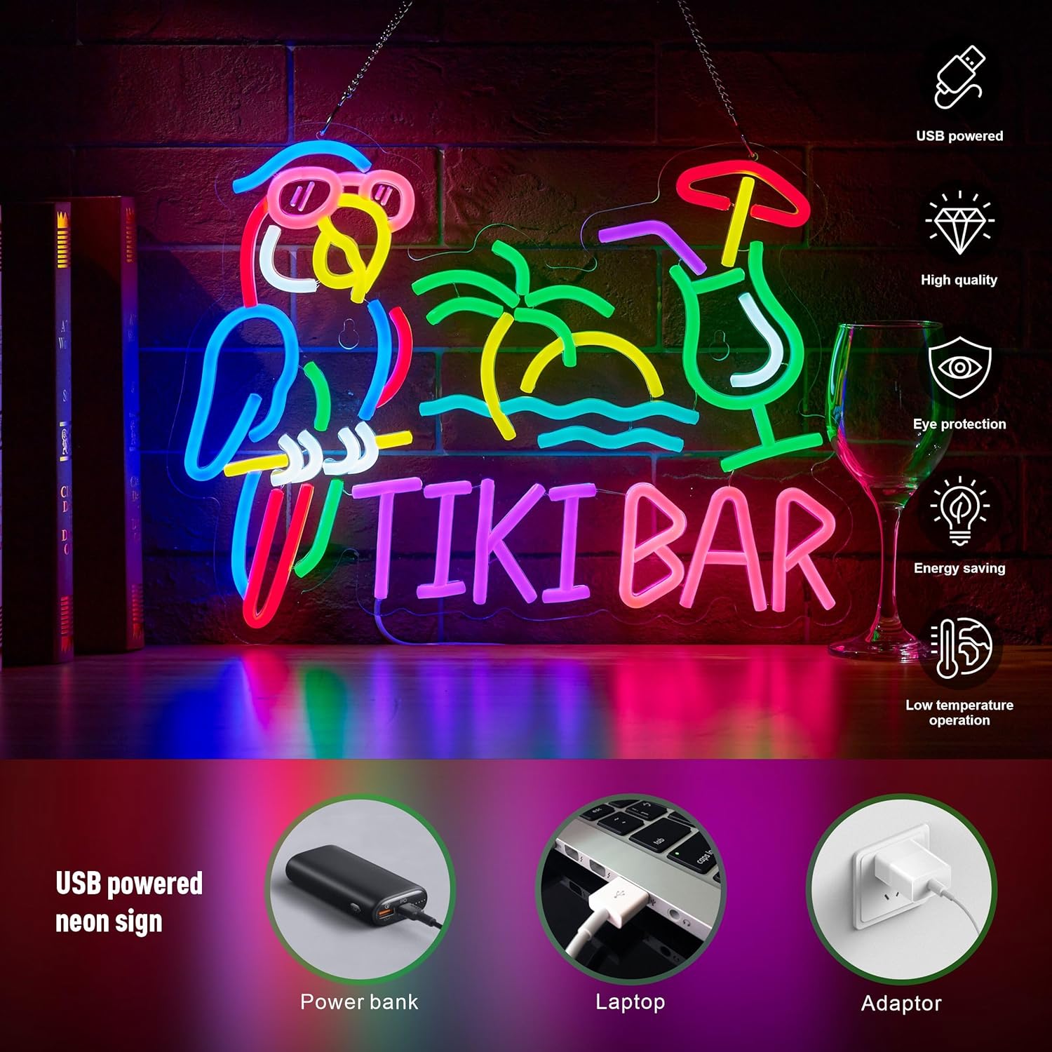 Tiki Bar Parrot Palm Tree Neon - Beer & Wine Jockey Plaza Shopping 评论和价格