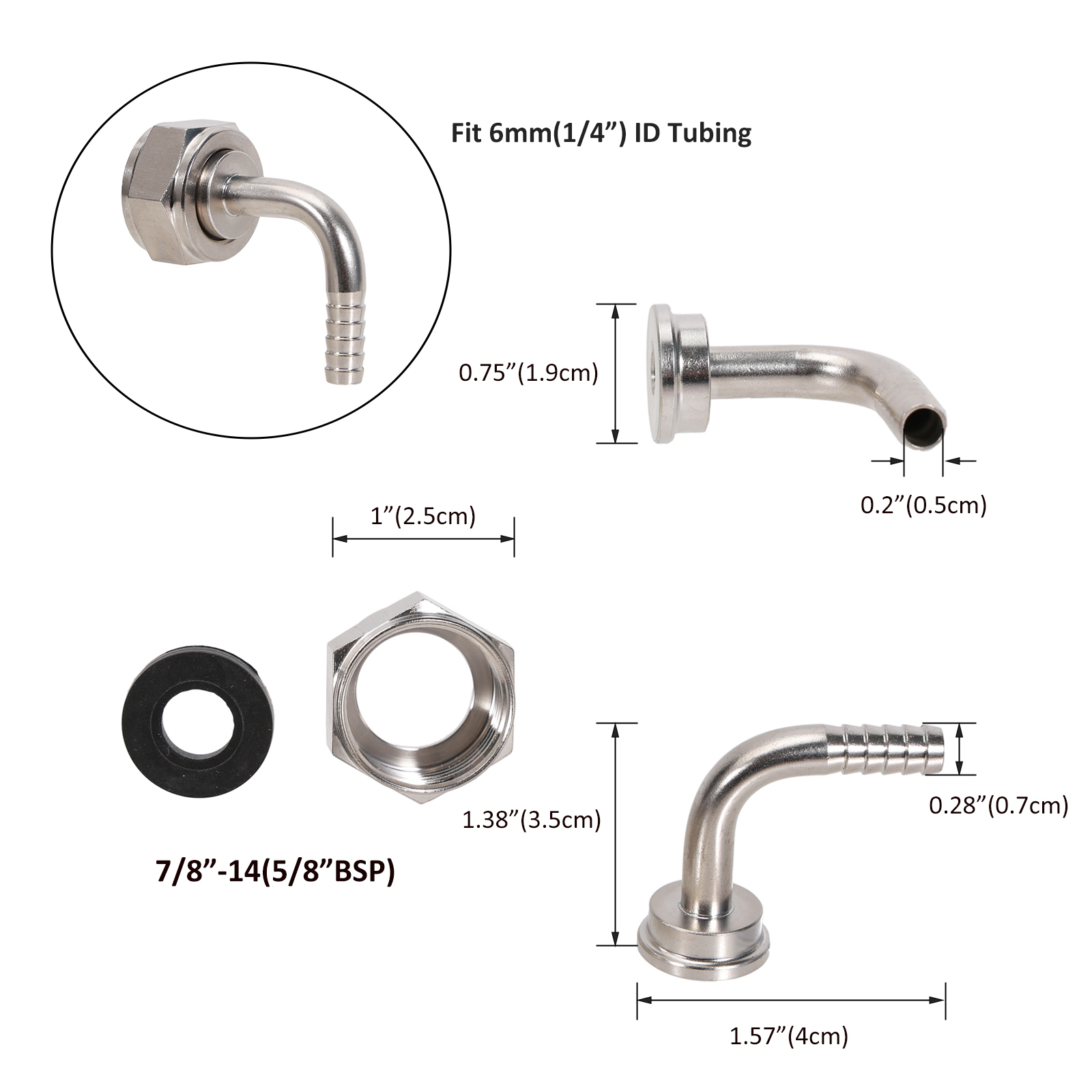 Hex Beer Nut Elbow Tail Piece  - Craft Beer & Wine U- 评论和价格