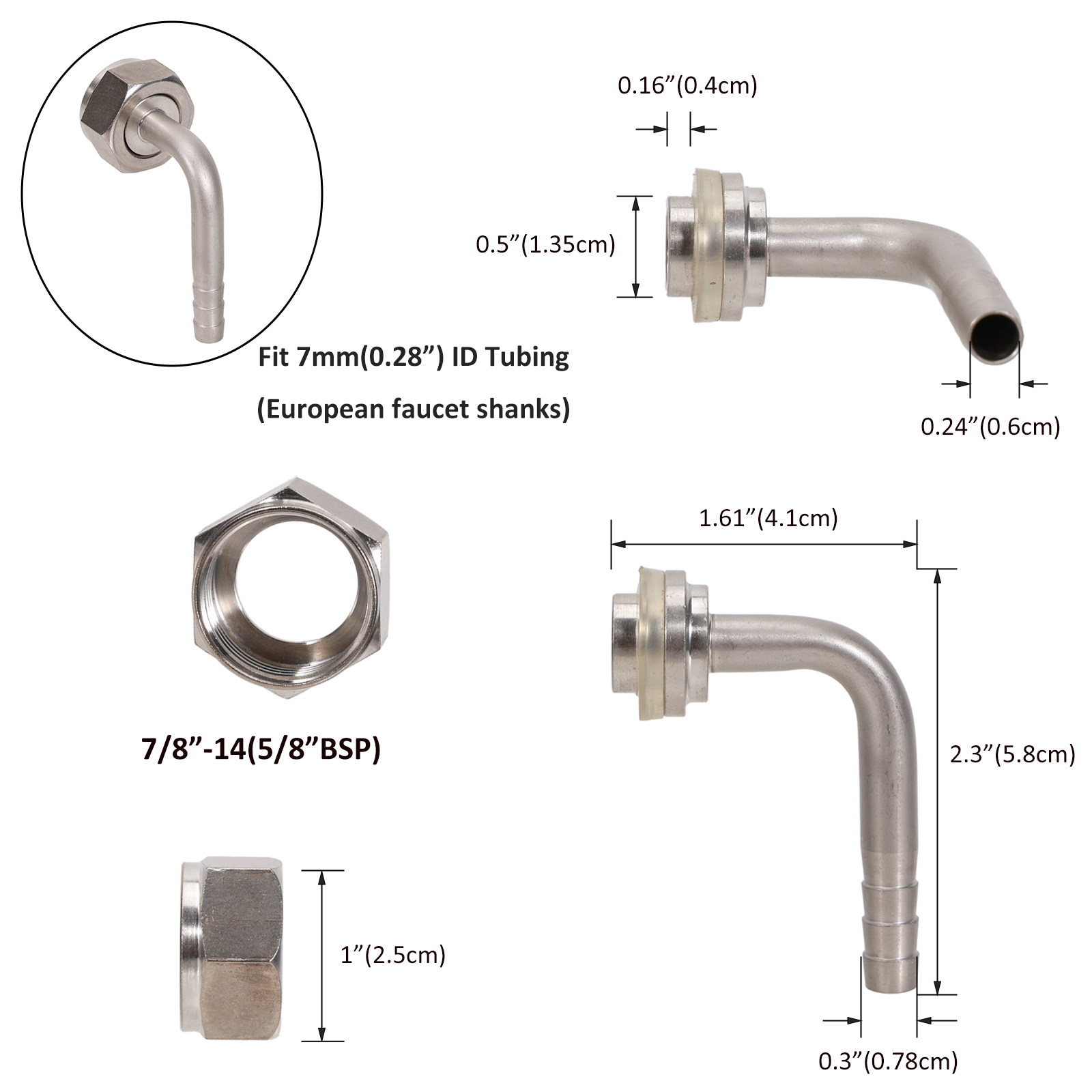 Hex Beer Nut Elbow Tail Piece  - Craft Beer & Wine U- 评论和价格