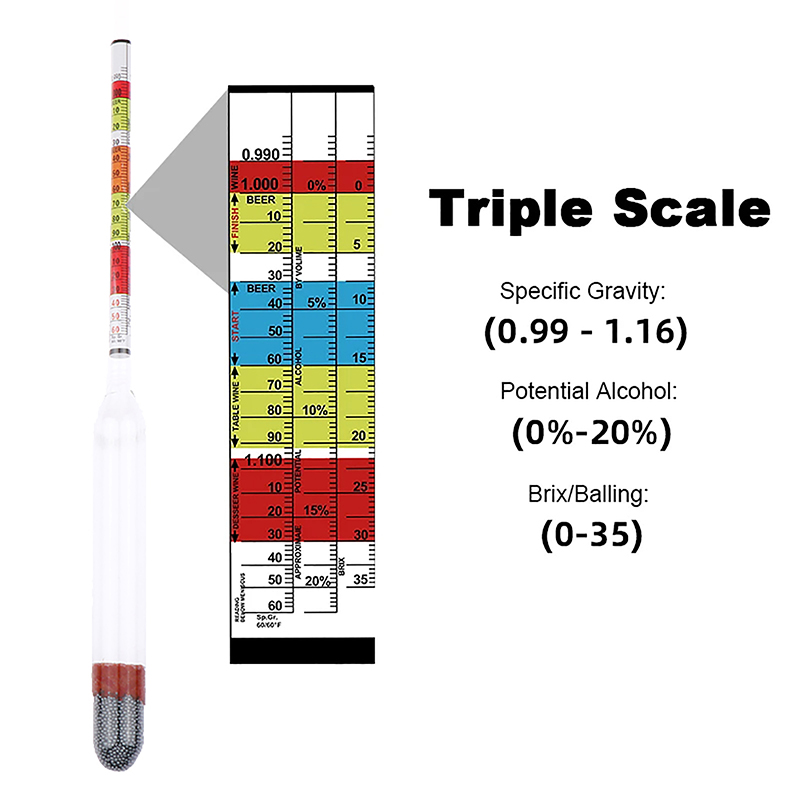 Triple Scale Hydrometer Home B - Wine Beer Cider 评论和价格